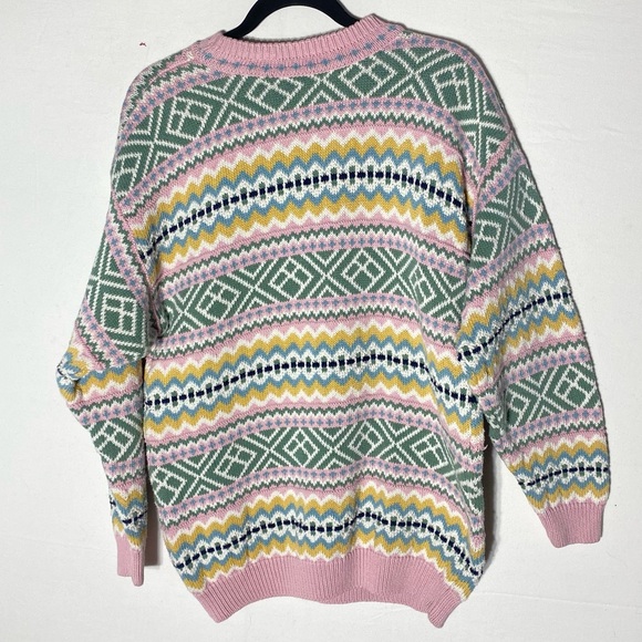 Vintage Cotton Ginny Striped Pastel Cotton Knit Crew Neck Sweater S - Picture 14 of 15